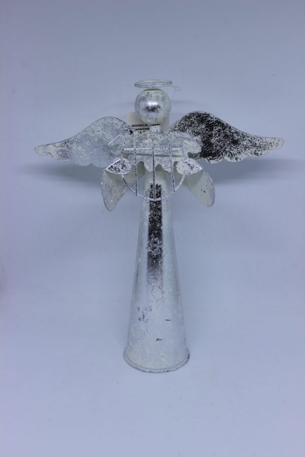Figurka Anioła wykonana z metalu dekoracja bożonarodzeniowa wys 26