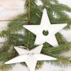 Gwiazda ceramiczna biała do zawieszenia ozdoba bożonarodzeniowa