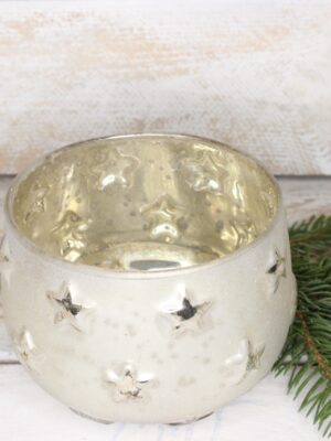 Świecznik-lampion szklany świąteczny złoty