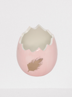 Donica, osłonka w kształcie skorupki jajka kolor różowy wys 13 cm