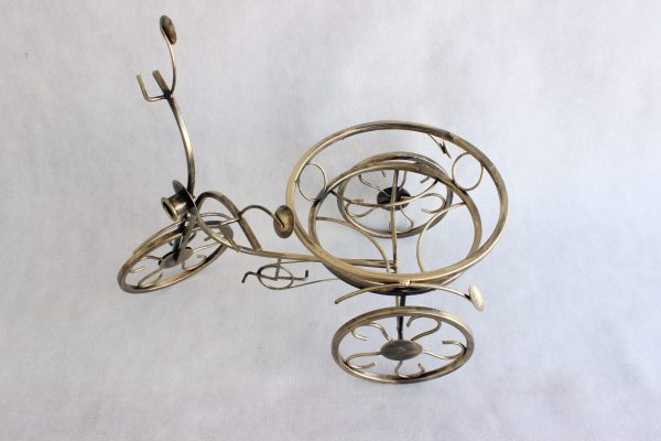 Kwietnik rower metalowy złota patna wys 39 cm