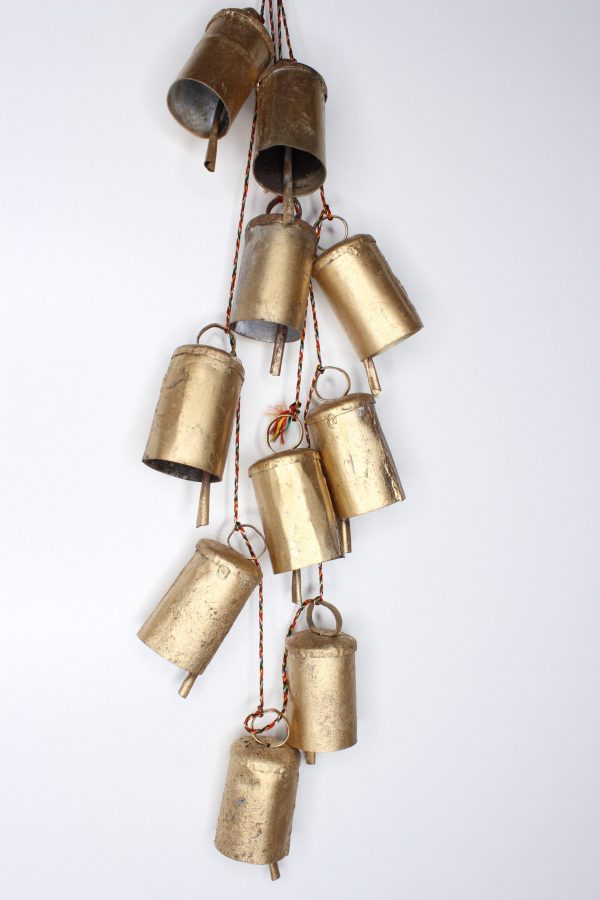 Metalowe dzwonki dekoracja świąteczna 90 cm.