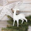 Biały renifer brokatowy-ozdoba bożonarodzeniowa wys 26 cm
