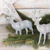 Srebrny renifer brokatowy-ozdoba bożonarodzeniowa wys 17 cm