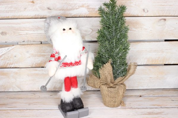 Mikołaj na nartach - skrzat świąteczny wys 50 cm