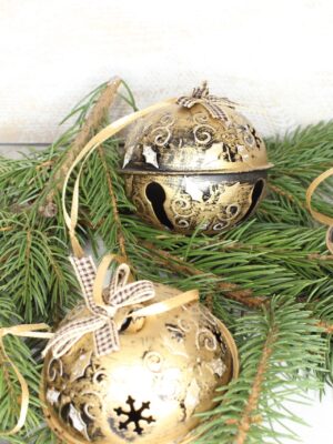 Dzwonki metalowe,kolor stare złoto -ozdoba bożonarodzeniowa 4 szt