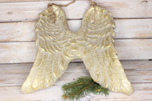 Skrzydła anielskie złote -dekoracja bożonarodzeniowa wys 41 cm