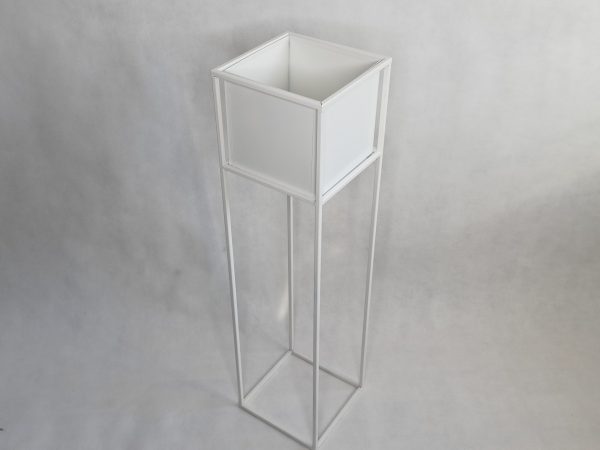 Biały kwietnik-donica loft metalowy na stojaku -dekoracjedomu