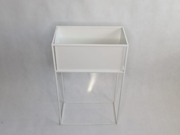 Biały kwietnik-donica loft metalowy na stojaku -dekoracjedomu