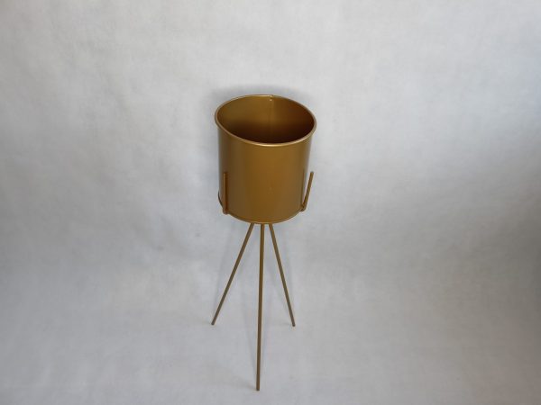 Złoty kwietnik-donicft metalowy na stojaku -dekoracjedomu