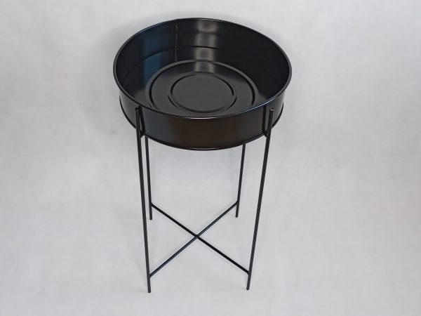 Czarny kwietnik-donica loft metalowy na stojaku -dekoracjedomu