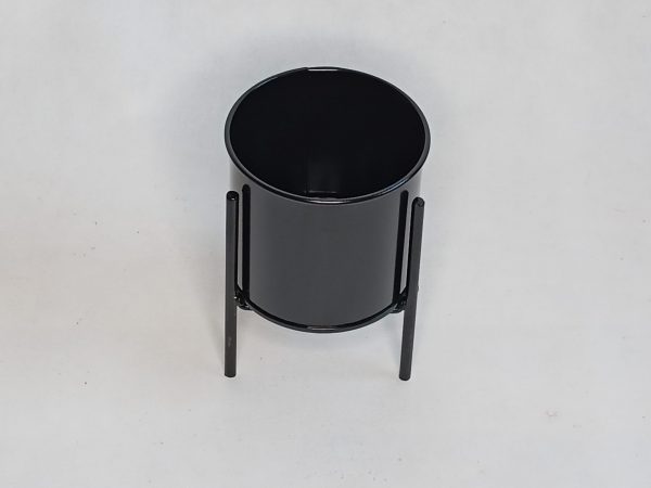 Czarny kwietnik-donica loft metalowy na stojaku -dekoracjedomu
