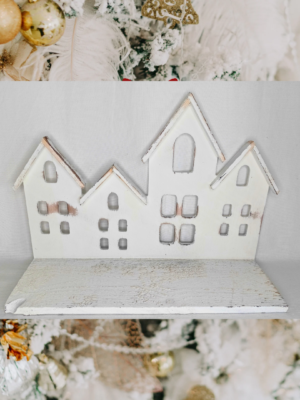 Drewniany domek-kamieniczka podkład baza pod stroik kompozycje-dekoracja bożonarodzeniowa