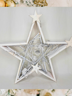 Drewniana gwiazda -dekoracja bożonarodzeniowa